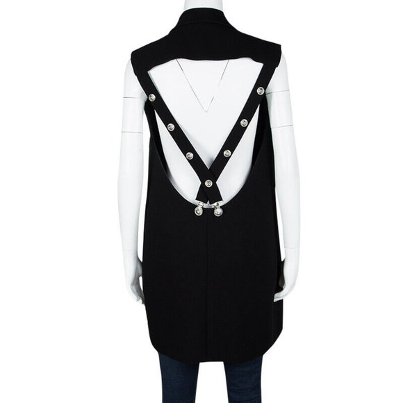 Versace Versus Black Double Breasted Blazer Vest Dress W/ Open Back 44 NWT - Picture 1 of 12